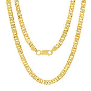 Gold/Silver 24" Miami Cuban Double Curb Chain - 925 Italy - Mens/Ladies/Unisex